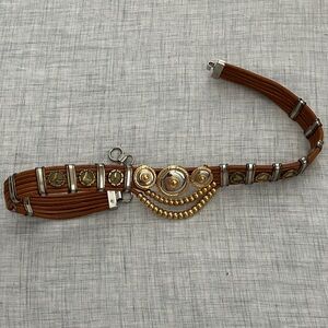 Vintage leather and metal waist belt